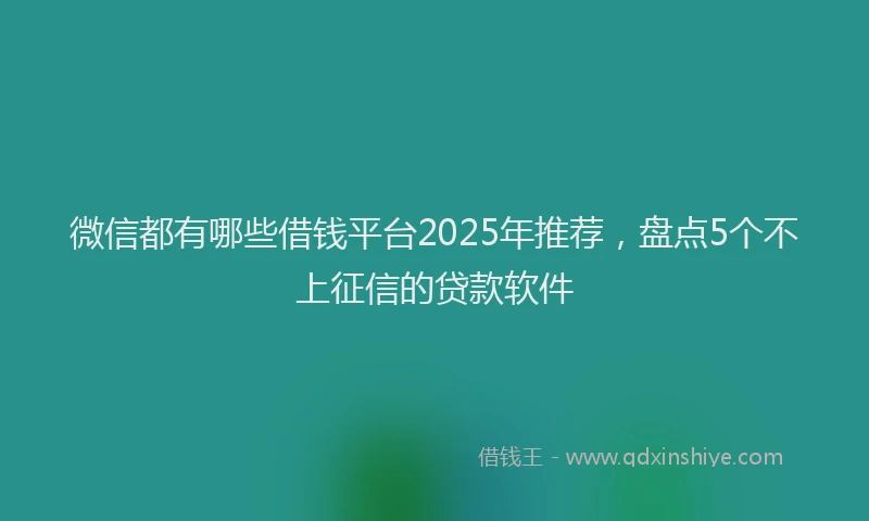 微信都有哪些借钱平台2025年推荐，盘点5个不上征信的贷款软件
