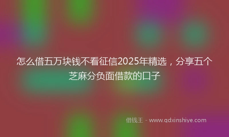 怎么借五万块钱不看征信2025年精选，分享五个芝麻分负面借款的口子