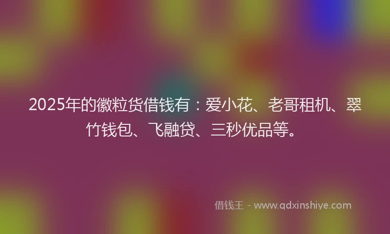 2025年的徽粒货借钱有：爱小花、老哥租机、翠竹钱包、飞融贷、三秒优品等。