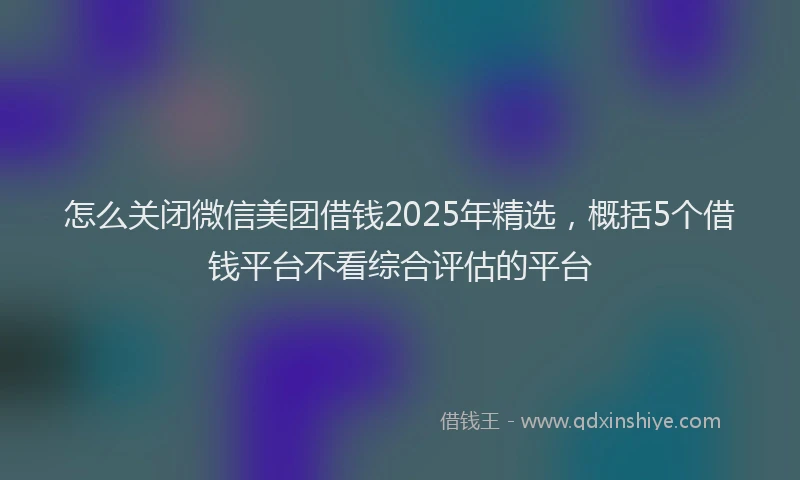 怎么关闭微信美团借钱2025年精选，概括5个借钱平台不看综合评估的平台