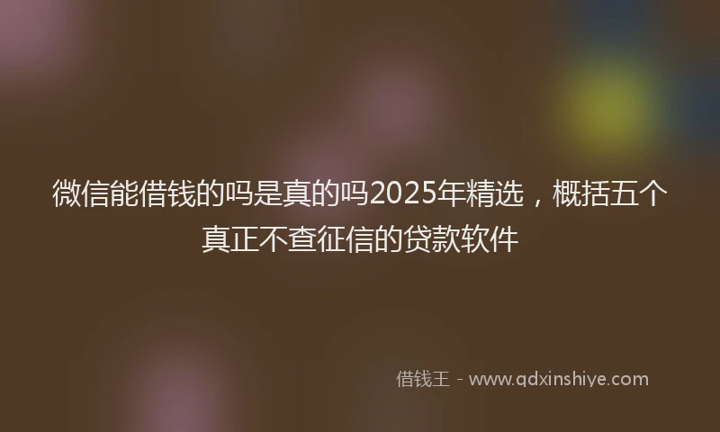 微信能借钱的吗是真的吗2025年精选，概括五个真正不查征信的贷款软件