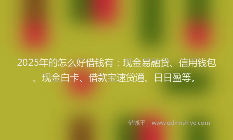 2025年的怎么好借钱有：现金易融贷、信用钱包、现金白卡、借款宝速贷通、日日盈等。