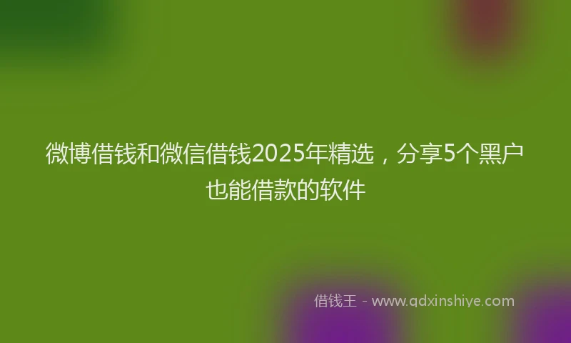 微博借钱和微信借钱2025年精选，分享5个黑户也能借款的软件