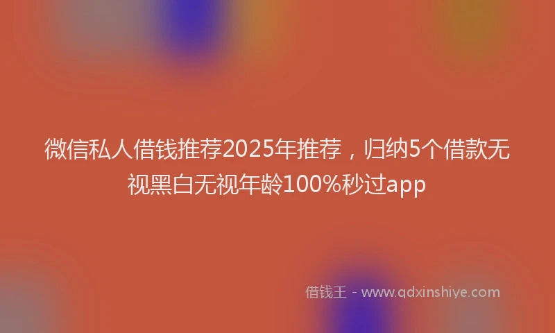 微信私人借钱推荐2025年推荐，归纳5个借款无视黑白无视年龄100%秒过app