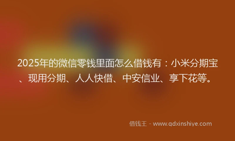 2025年的微信零钱里面怎么借钱有：小米分期宝、现用分期、人人快借、中安信业、享下花等。