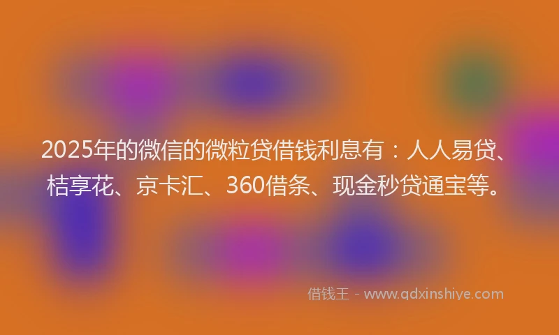 2025年的微信的微粒贷借钱利息有：人人易贷、桔享花、京卡汇、360借条、现金秒贷通宝等。