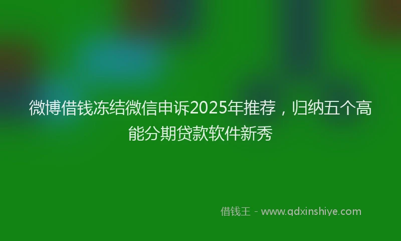 微博借钱冻结微信申诉2025年推荐，归纳五个高能分期贷款软件新秀