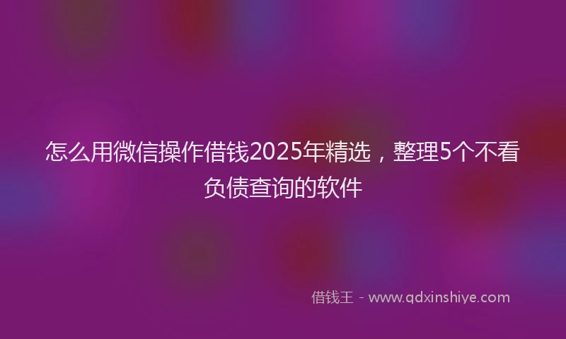 怎么用微信操作借钱2025年精选，整理5个不看负债查询的软件