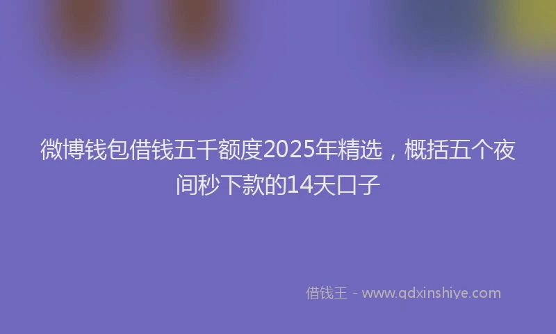 微博钱包借钱五千额度2025年精选，概括五个夜间秒下款的14天口子