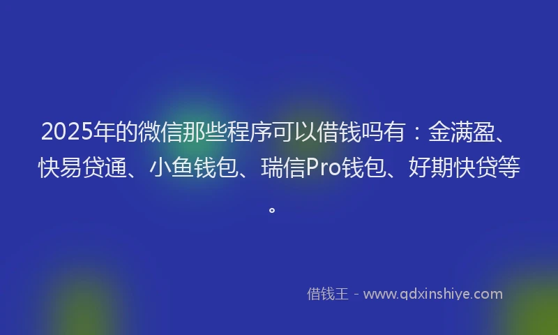 2025年的微信那些程序可以借钱吗有：金满盈、快易贷通、小鱼钱包、瑞信Pro钱包、好期快贷等。