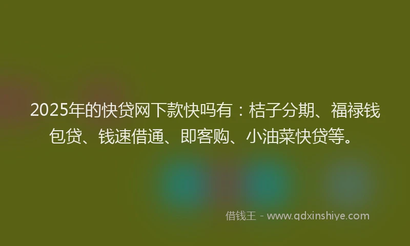 2025年的快贷网下款快吗有：桔子分期、福禄钱包贷、钱速借通、即客购、小油菜快贷等。