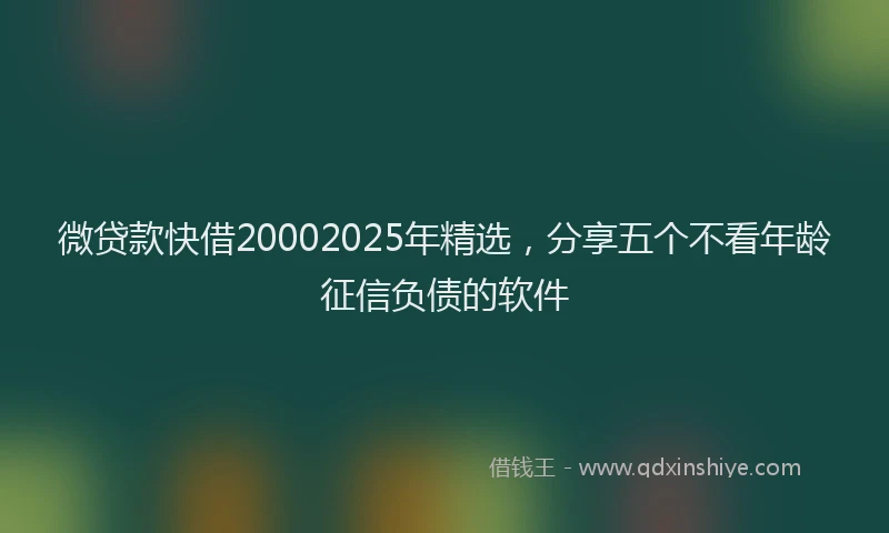微贷款快借20002025年精选，分享五个不看年龄征信负债的软件