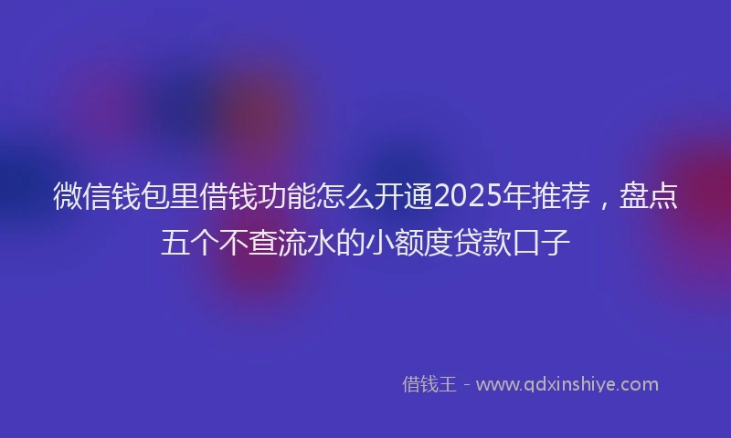 微信钱包里借钱功能怎么开通2025年推荐，盘点五个不查流水的小额度贷款口子