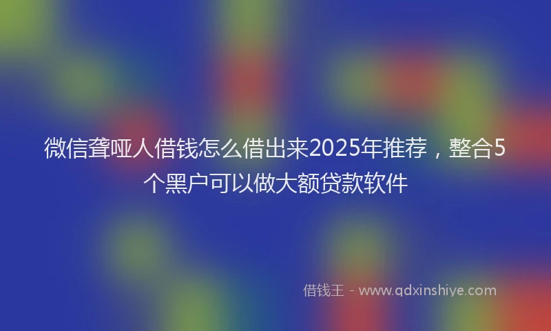 微信聋哑人借钱怎么借出来2025年推荐，整合5个黑户可以做大额贷款软件