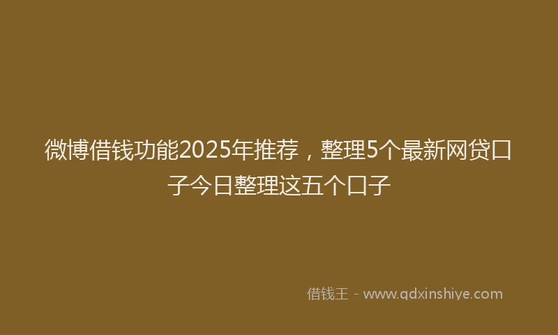 微博借钱功能2025年推荐，整理5个最新网贷口子今日整理这五个口子