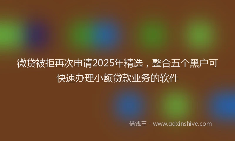 微贷被拒再次申请2025年精选，整合五个黑户可快速办理小额贷款业务的软件