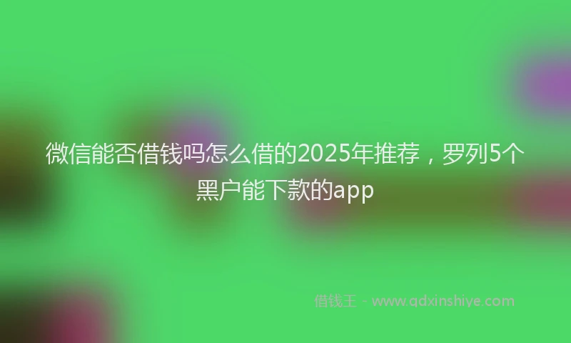 微信能否借钱吗怎么借的2025年推荐，罗列5个黑户能下款的app