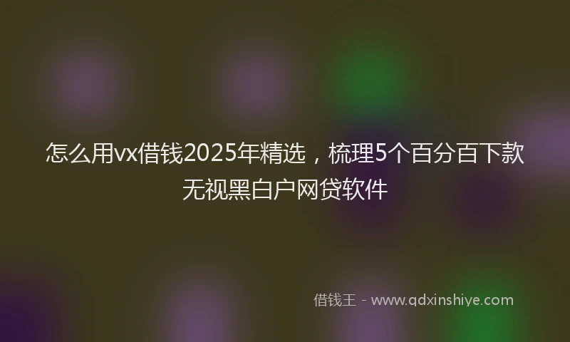怎么用vx借钱2025年精选，梳理5个百分百下款无视黑白户网贷软件
