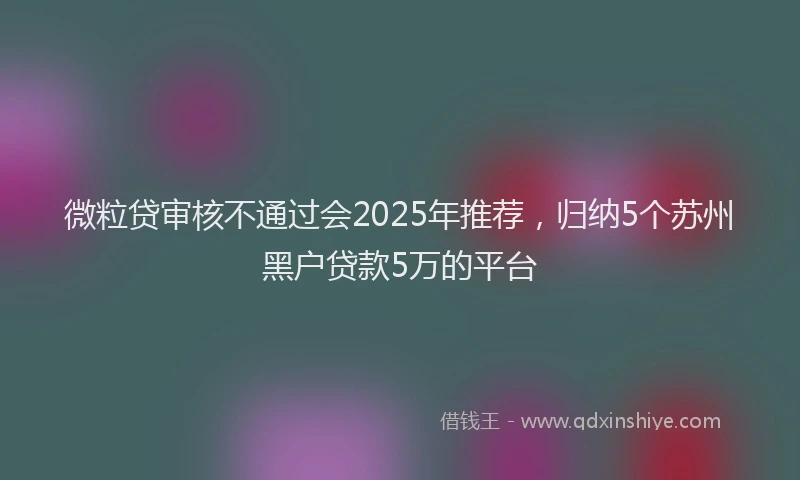 微粒贷审核不通过会2025年推荐，归纳5个苏州黑户贷款5万的平台