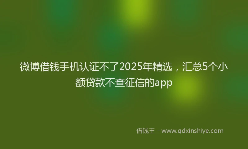 微博借钱手机认证不了2025年精选，汇总5个小额贷款不查征信的app