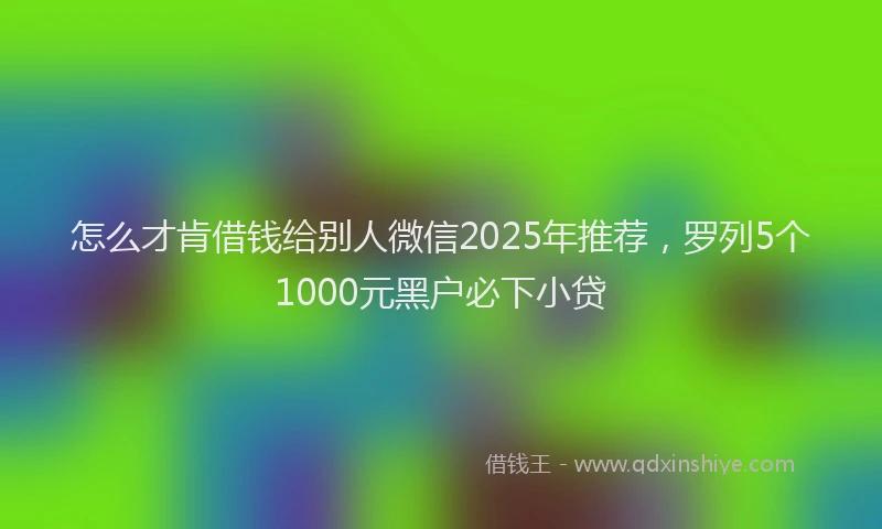 怎么才肯借钱给别人微信2025年推荐，罗列5个1000元黑户必下小贷
