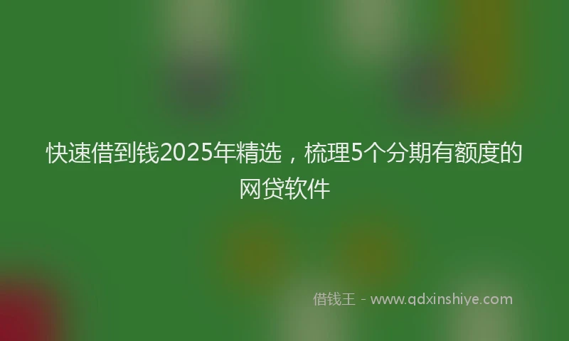 快速借到钱2025年精选，梳理5个分期有额度的网贷软件