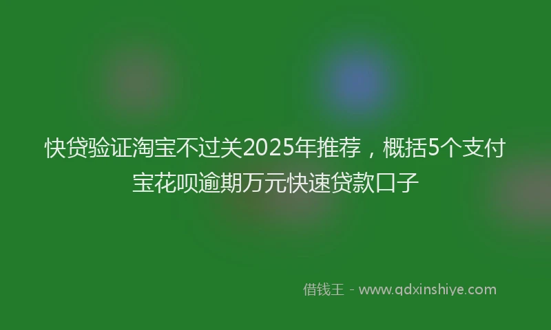 快贷验证淘宝不过关2025年推荐，概括5个支付宝花呗逾期万元快速贷款口子