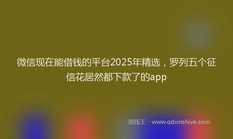 微信现在能借钱的平台2025年精选，罗列五个征信花居然都下款了的app