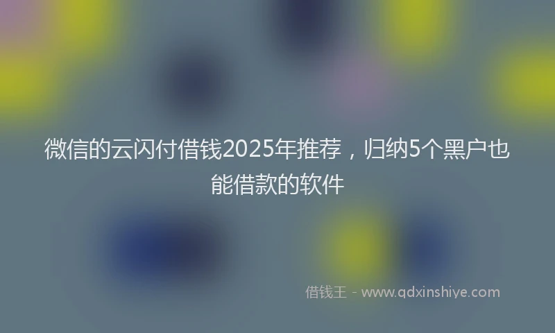 微信的云闪付借钱2025年推荐，归纳5个黑户也能借款的软件