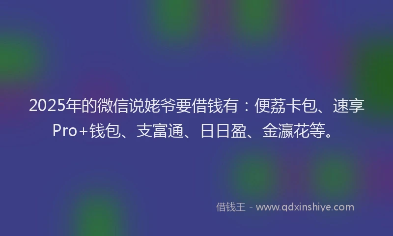 2025年的微信说姥爷要借钱有：便荔卡包、速享Pro+钱包、支富通、日日盈、金瀛花等。