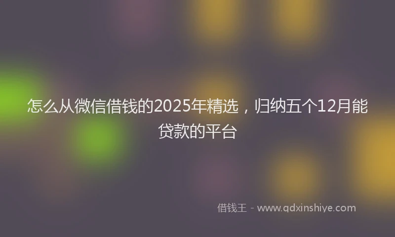 怎么从微信借钱的2025年精选，归纳五个12月能贷款的平台