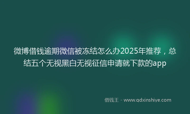 微博借钱逾期微信被冻结怎么办2025年推荐，总结五个无视黑白无视征信申请就下款的app