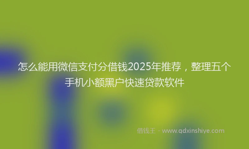 怎么能用微信支付分借钱2025年推荐，整理五个手机小额黑户快速贷款软件