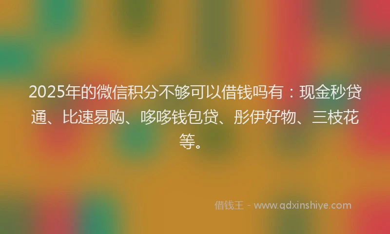 2025年的微信积分不够可以借钱吗有：现金秒贷通、比速易购、哆哆钱包贷、彤伊好物、三枝花等。