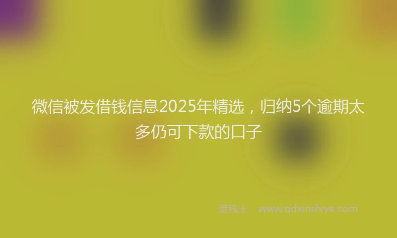 微信被发借钱信息2025年精选，归纳5个逾期太多仍可下款的口子