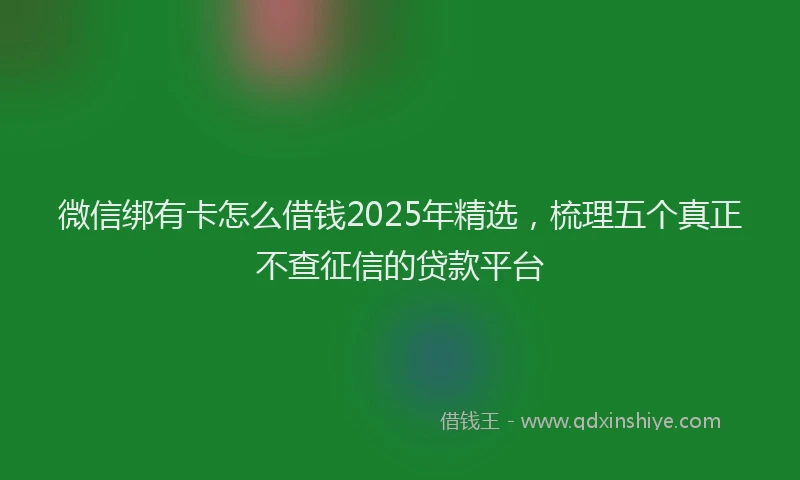 微信绑有卡怎么借钱2025年精选，梳理五个真正不查征信的贷款平台