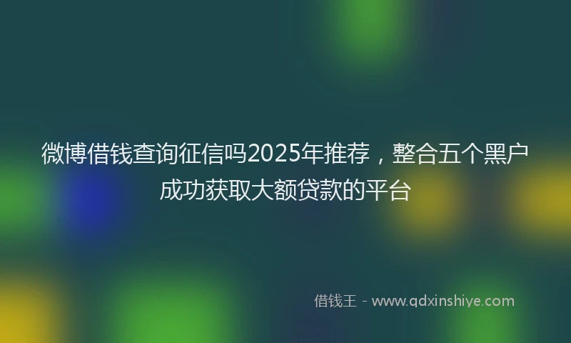 微博借钱查询征信吗2025年推荐，整合五个黑户成功获取大额贷款的平台