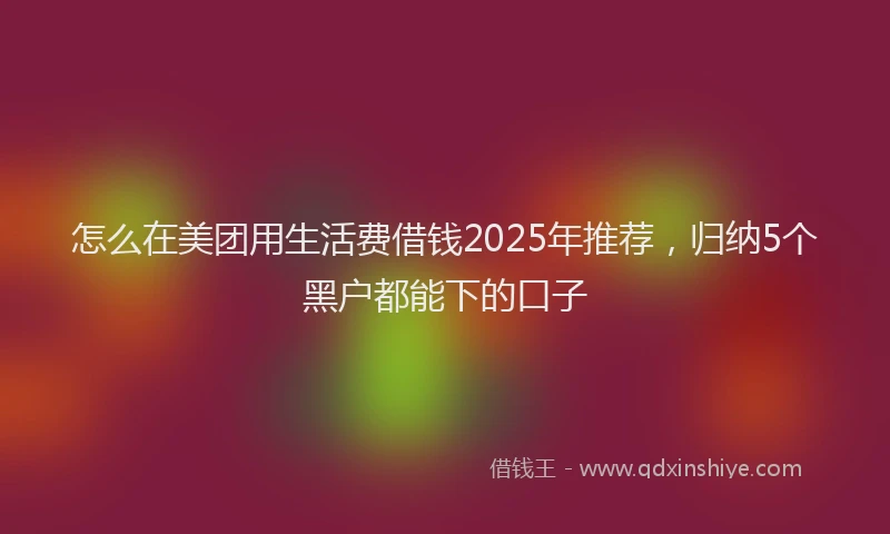 怎么在美团用生活费借钱2025年推荐，归纳5个黑户都能下的口子