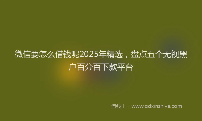 微信要怎么借钱呢2025年精选，盘点五个无视黑户百分百下款平台