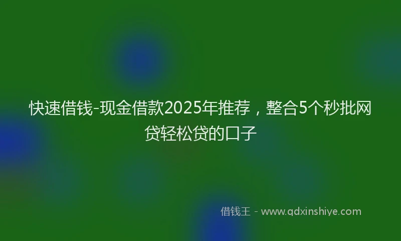 快速借钱-现金借款2025年推荐，整合5个秒批网贷轻松贷的口子