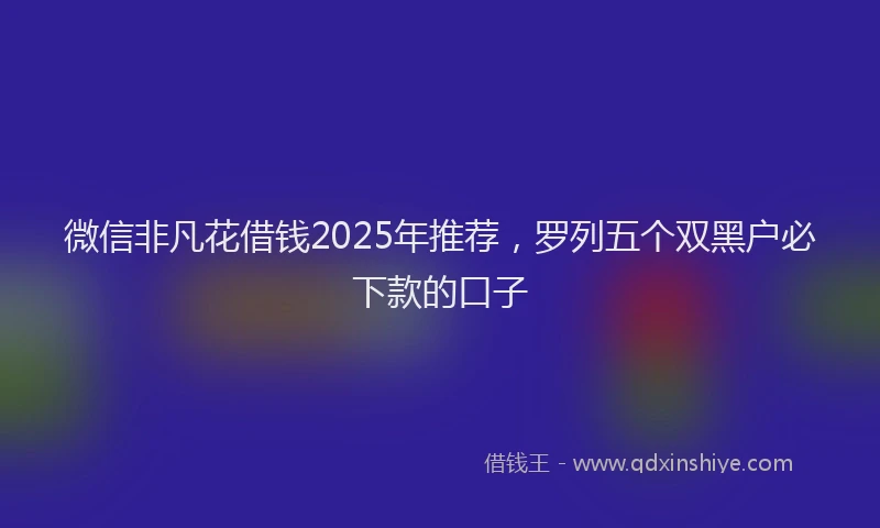 微信非凡花借钱2025年推荐，罗列五个双黑户必下款的口子