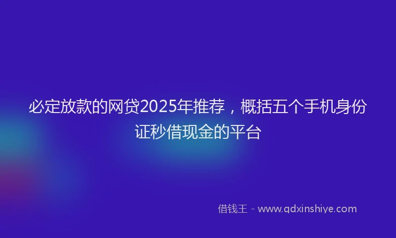 必定放款的网贷2025年推荐，概括五个手机身份证秒借现金的平台