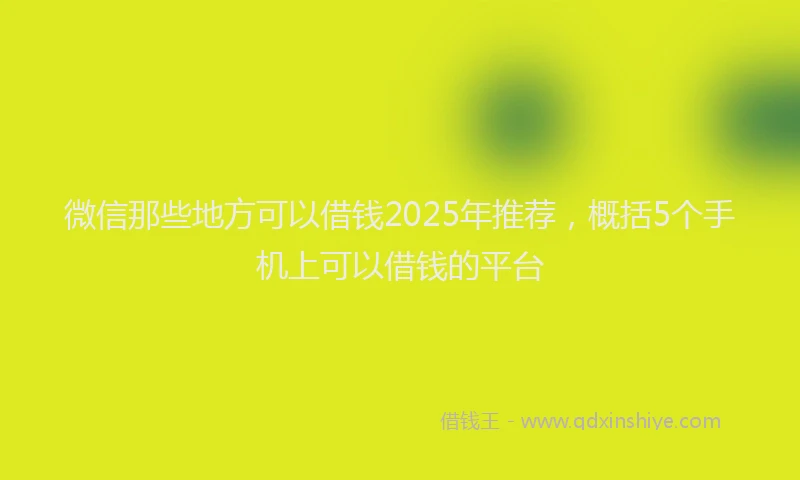 微信那些地方可以借钱2025年推荐，概括5个手机上可以借钱的平台