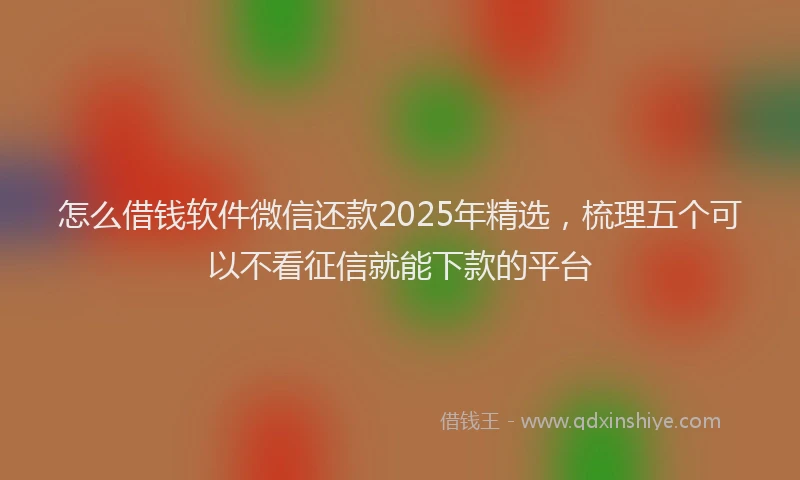 怎么借钱软件微信还款2025年精选，梳理五个可以不看征信就能下款的平台