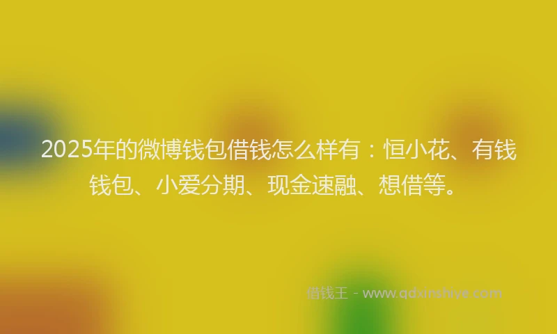 2025年的微博钱包借钱怎么样有：恒小花、有钱钱包、小爱分期、现金速融、想借等。