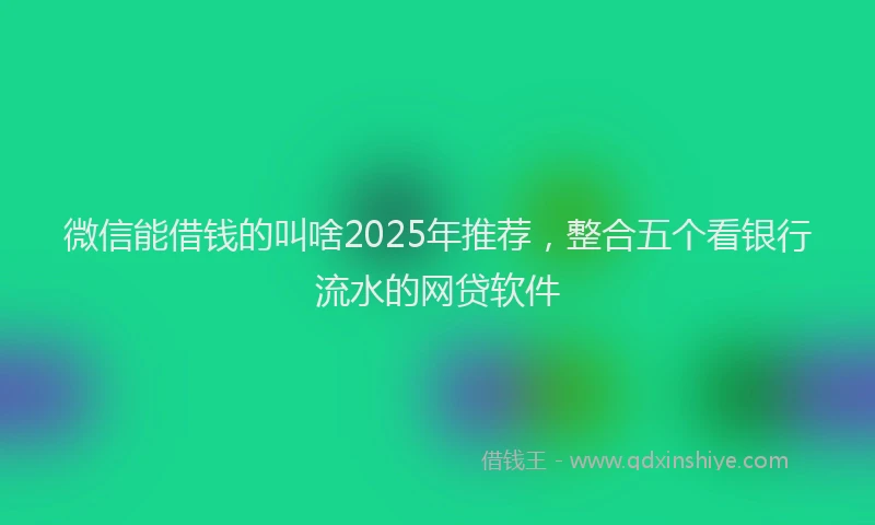 微信能借钱的叫啥2025年推荐，整合五个看银行流水的网贷软件