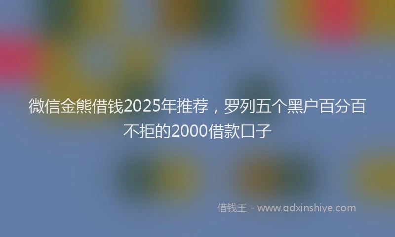微信金熊借钱2025年推荐，罗列五个黑户百分百不拒的2000借款口子