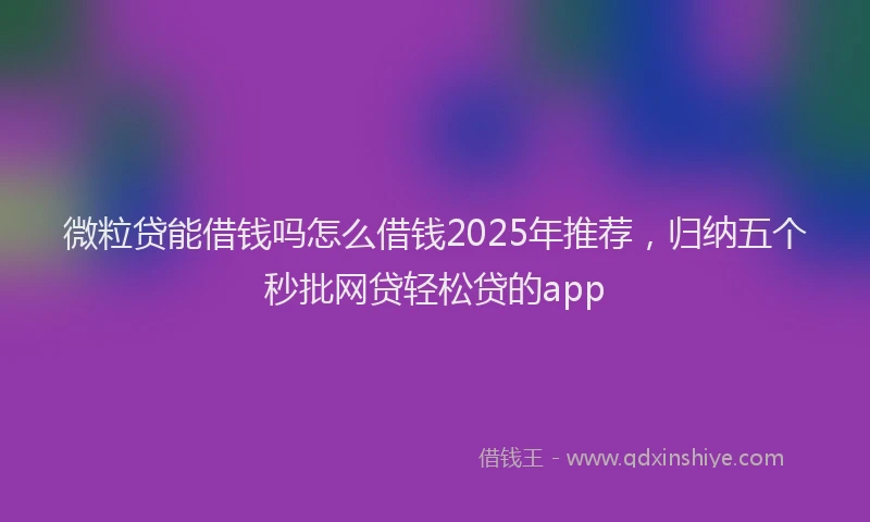 微粒贷能借钱吗怎么借钱2025年推荐，归纳五个秒批网贷轻松贷的app