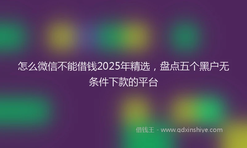 怎么微信不能借钱2025年精选，盘点五个黑户无条件下款的平台
