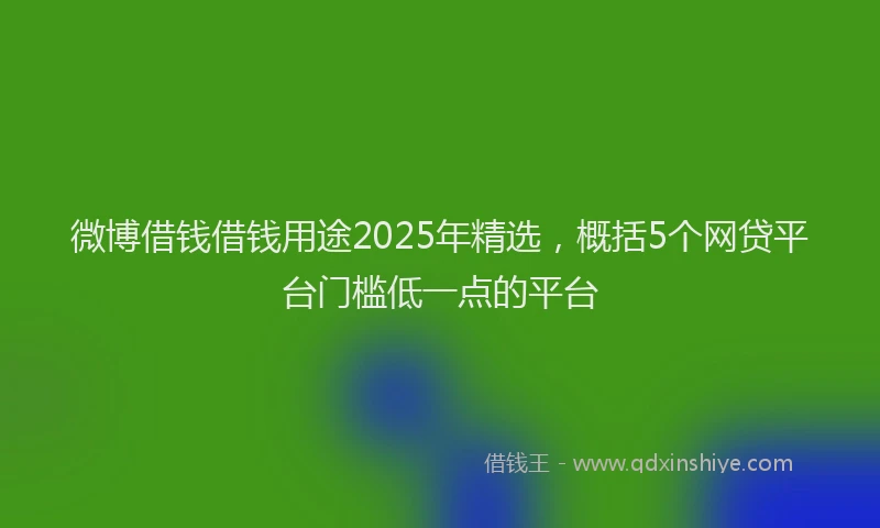 微博借钱借钱用途2025年精选，概括5个网贷平台门槛低一点的平台